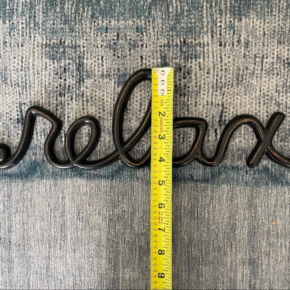 Black Brown Distressed Metal Relax Sign Wall Shelf Decor - Picture 7 of 8